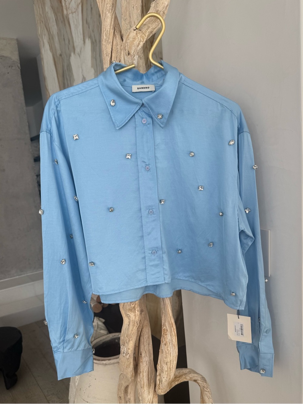 SANDRO  embellished button down  blouse - Picture 9 of 17